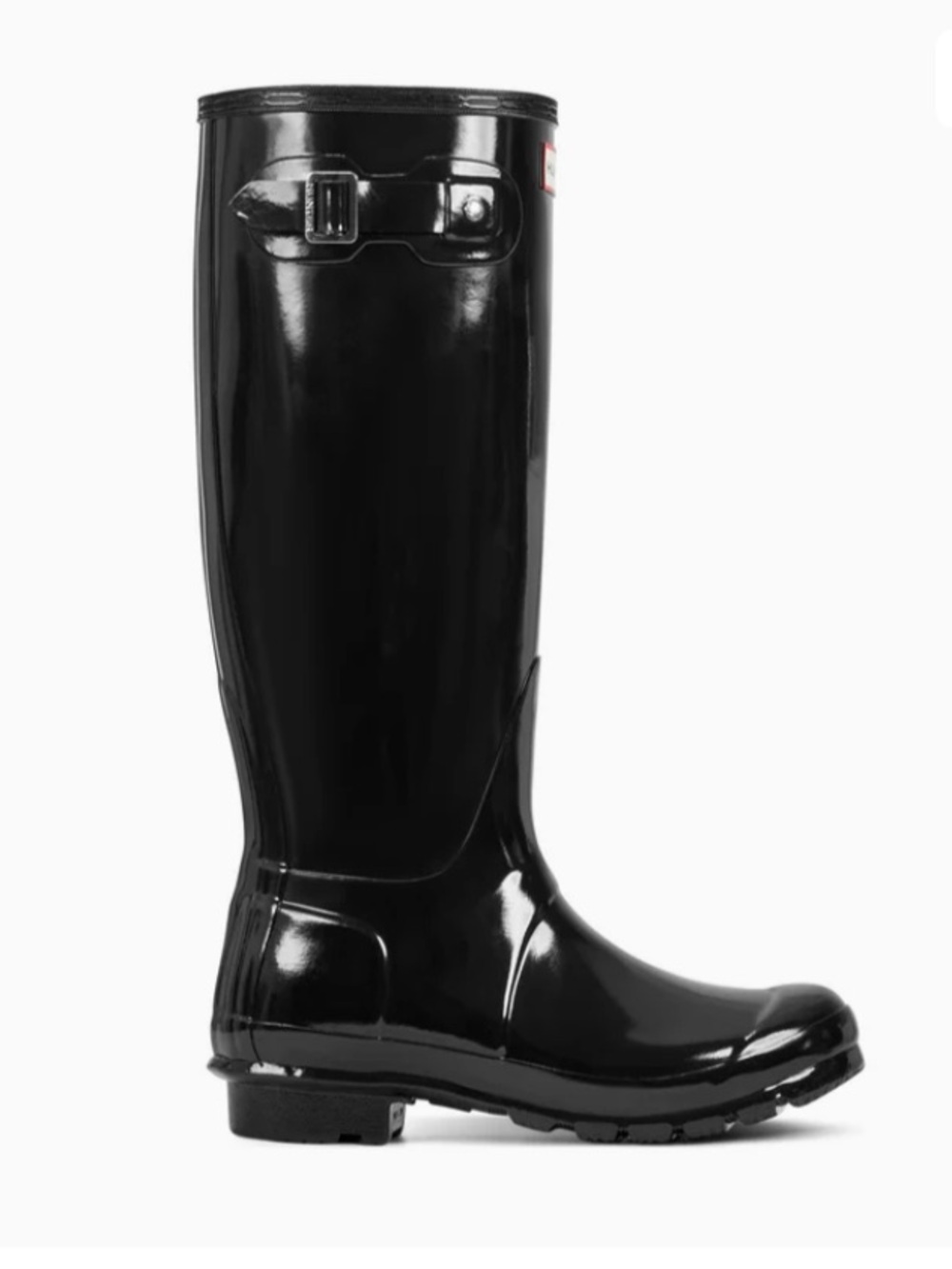 Hunter Women’s Black Gloss Tall Rain Boots Sz 7 - Picture 3 of 6